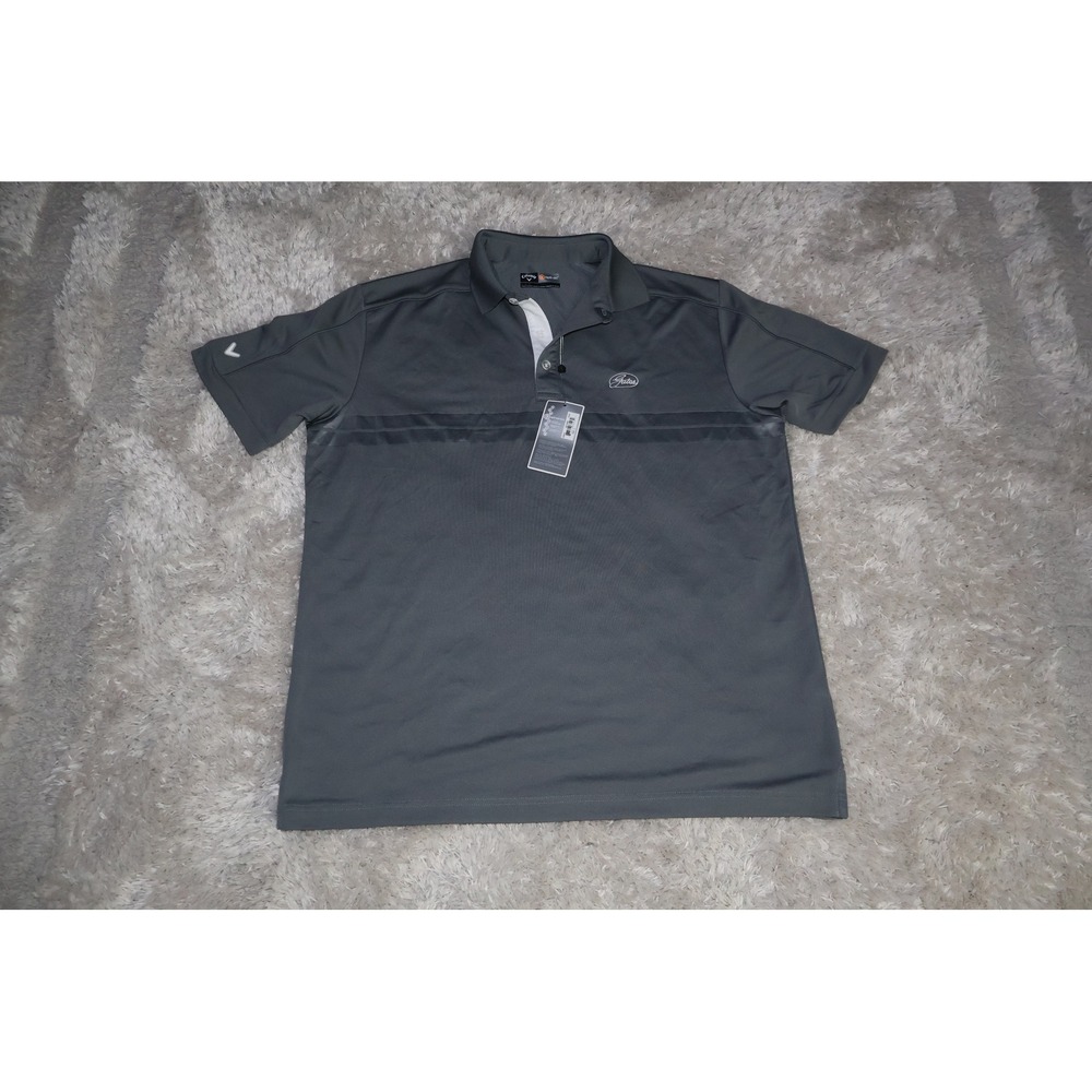 Callaway Opti-Dri Mens Large Gray Short Sleeve Golf Polo Shirt Gates‎ Logo New